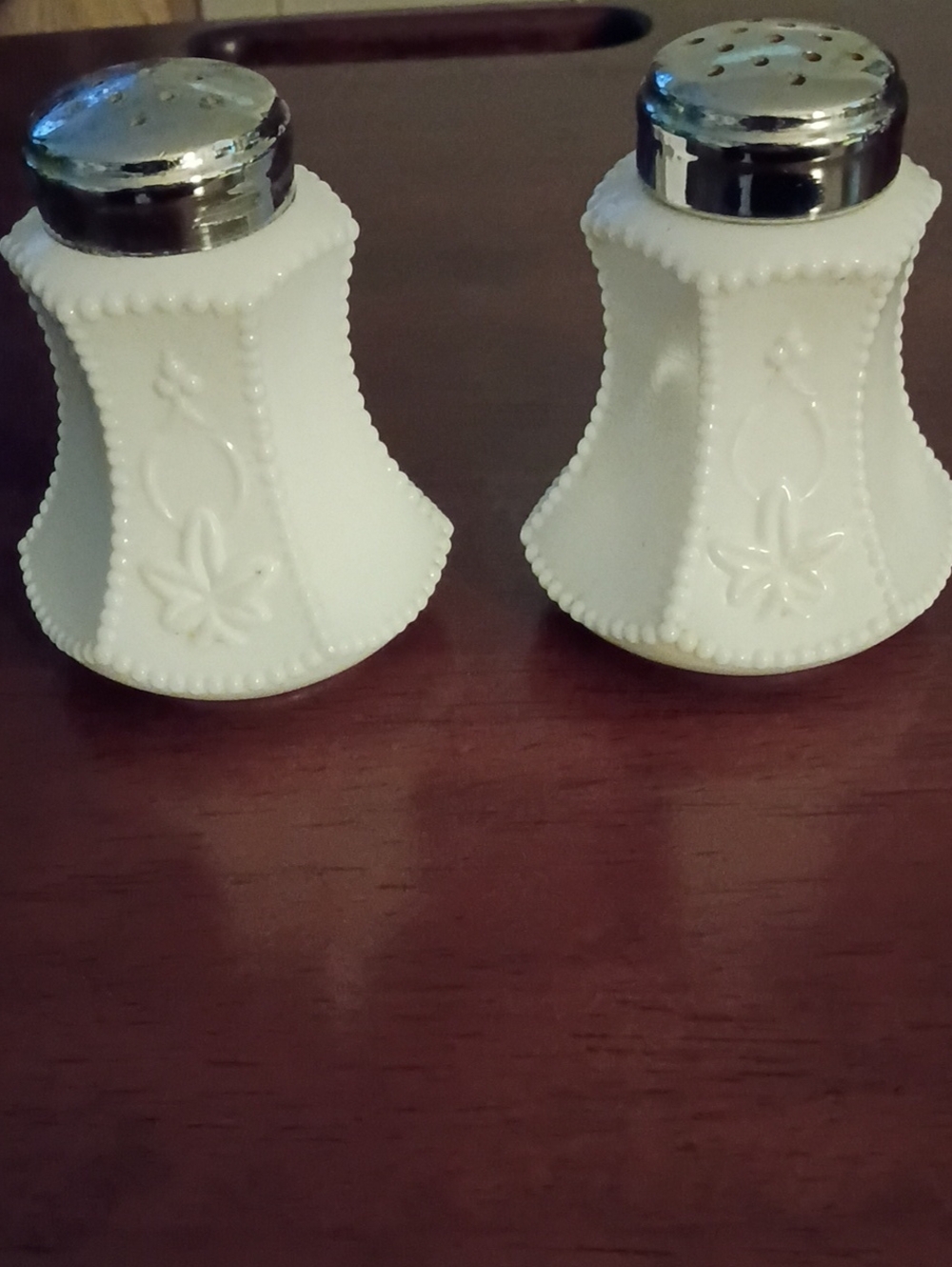 White Milk Glass Salt and Pepper Shakers - Classic Home Accent